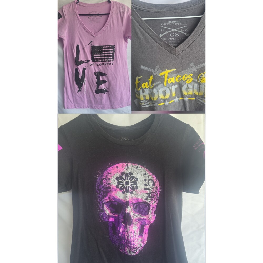 Grunt Style Women’s Graphic Tee Trio - Pink, Gray & Black